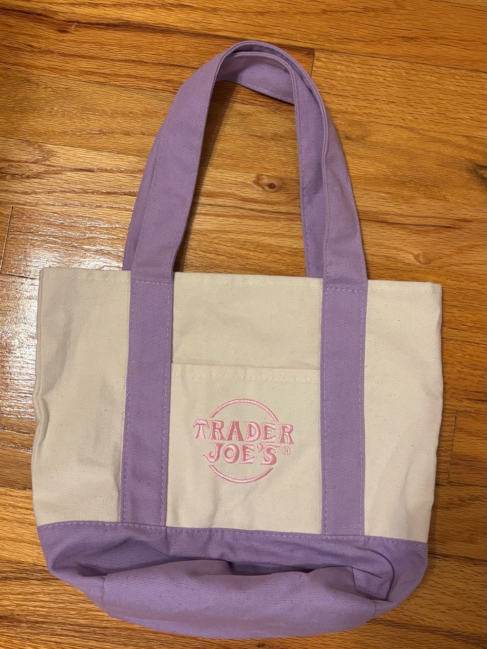 Cream and Lavender Canvas mini Tote Bag